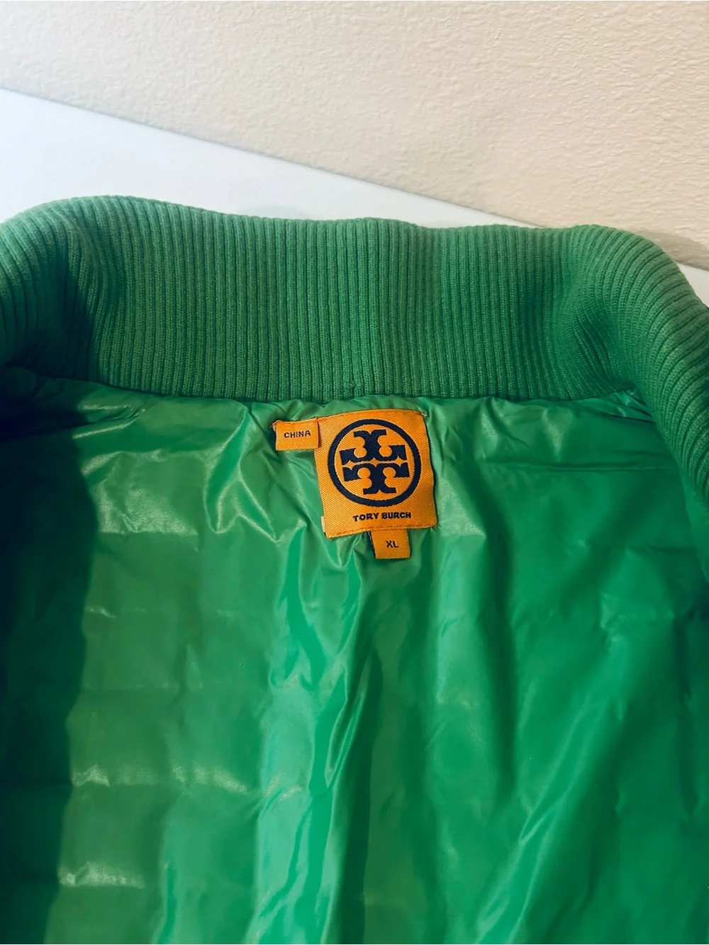 Tory Burch Bright Green Quilted Kids' Vest with Gold Snaps